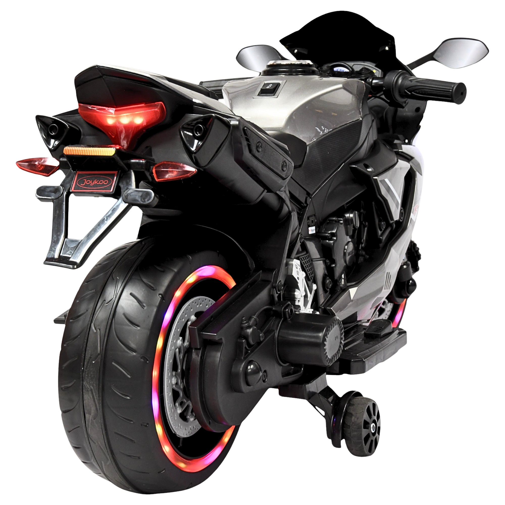 Moto Montable El&eacute;ctrica para Ni&ntilde;os Luces Led Sonido y Freno Bater&iacute;a 12v- Gris image number null