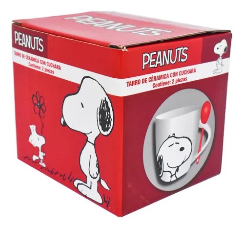 Taza Para Cafe C/cuchara Snoopy Peanuts Ceramica 440ml image number null