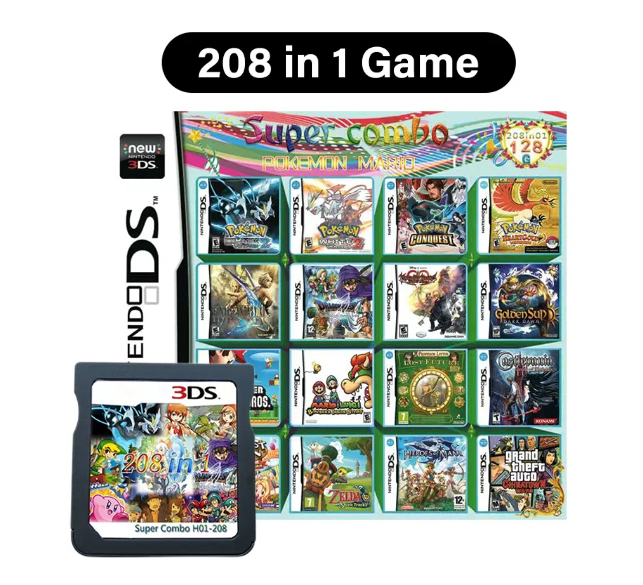 Nintendo DS Lite Con Cartucho Con 208 Videojuegos Color Blanco image number null