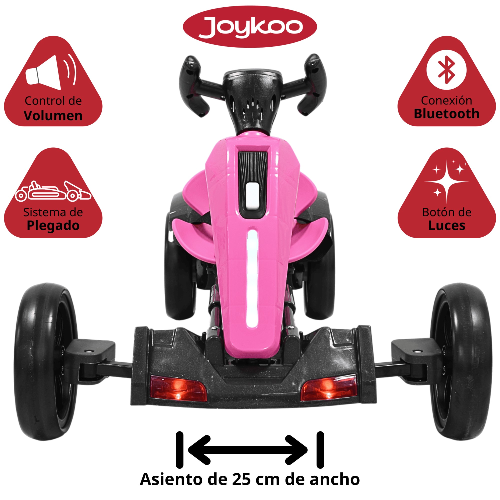 Montable Electrico para Ni&ntilde;os Go Kart Luz Sonido Bluetooth Bater&iacute;a 12v - Rosa image number null