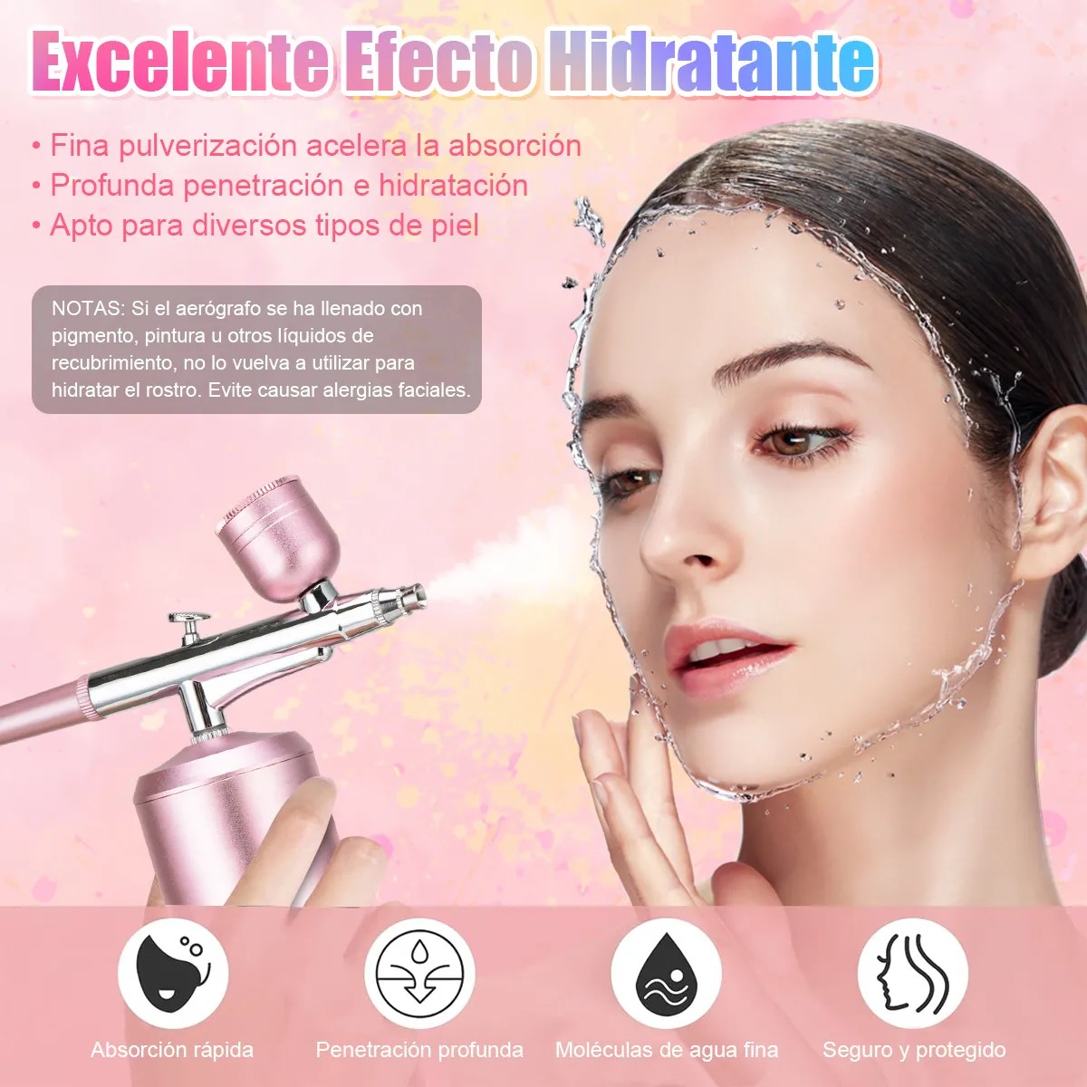 Kit Aer&oacute;grafo Compresor De Aire Portatil Profesional Recargable Rosa image number null