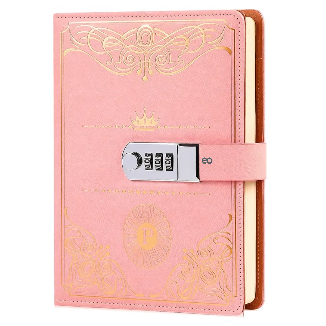 Agenda De Cuero Con Candado Diario Personal 150 Hojas +calco Rosa image number null