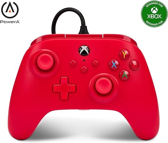 Mando con cable PowerA para Xbox - Rojo, gamepad, controlador para videojuegos cableado, controlador para juegos, image number null