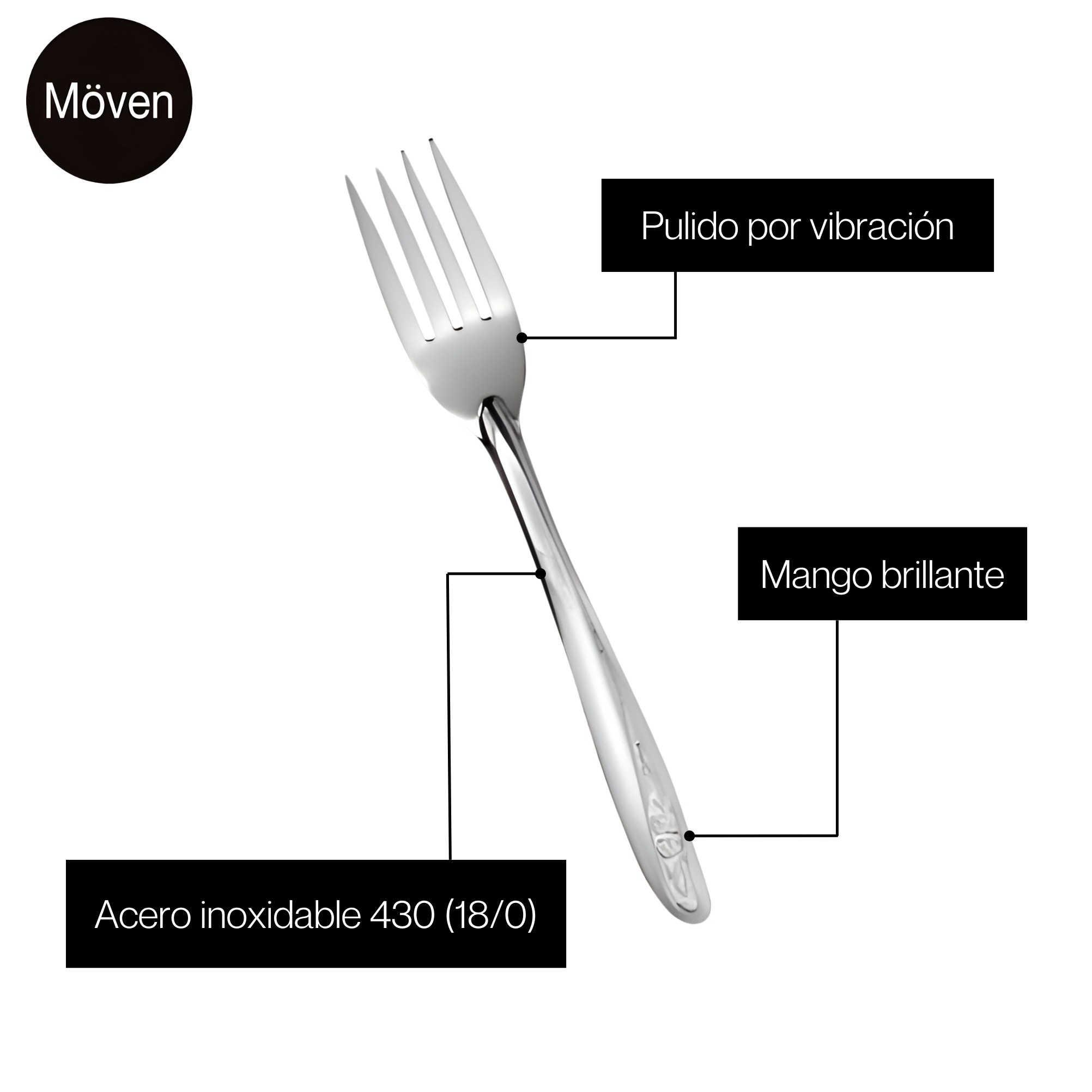 Juego de Cubiertos M&ouml;ven Jazm&iacute;n &ndash; 24 Piezas, Acero Inoxidable Gris image number null