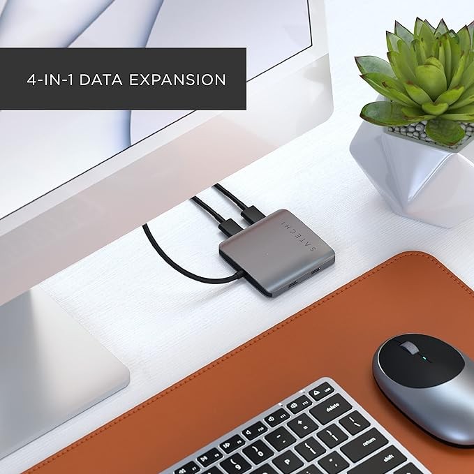 SATECHI Hub USB-C de 4 Puertos - Solo Transferencias de Datos (Sin Carga/V&iacute;deo) - para M2, M1 MacBook Pro/Air, M2, M1 iPad Pro/Air, M2 Mac Mini, iMac. image number null