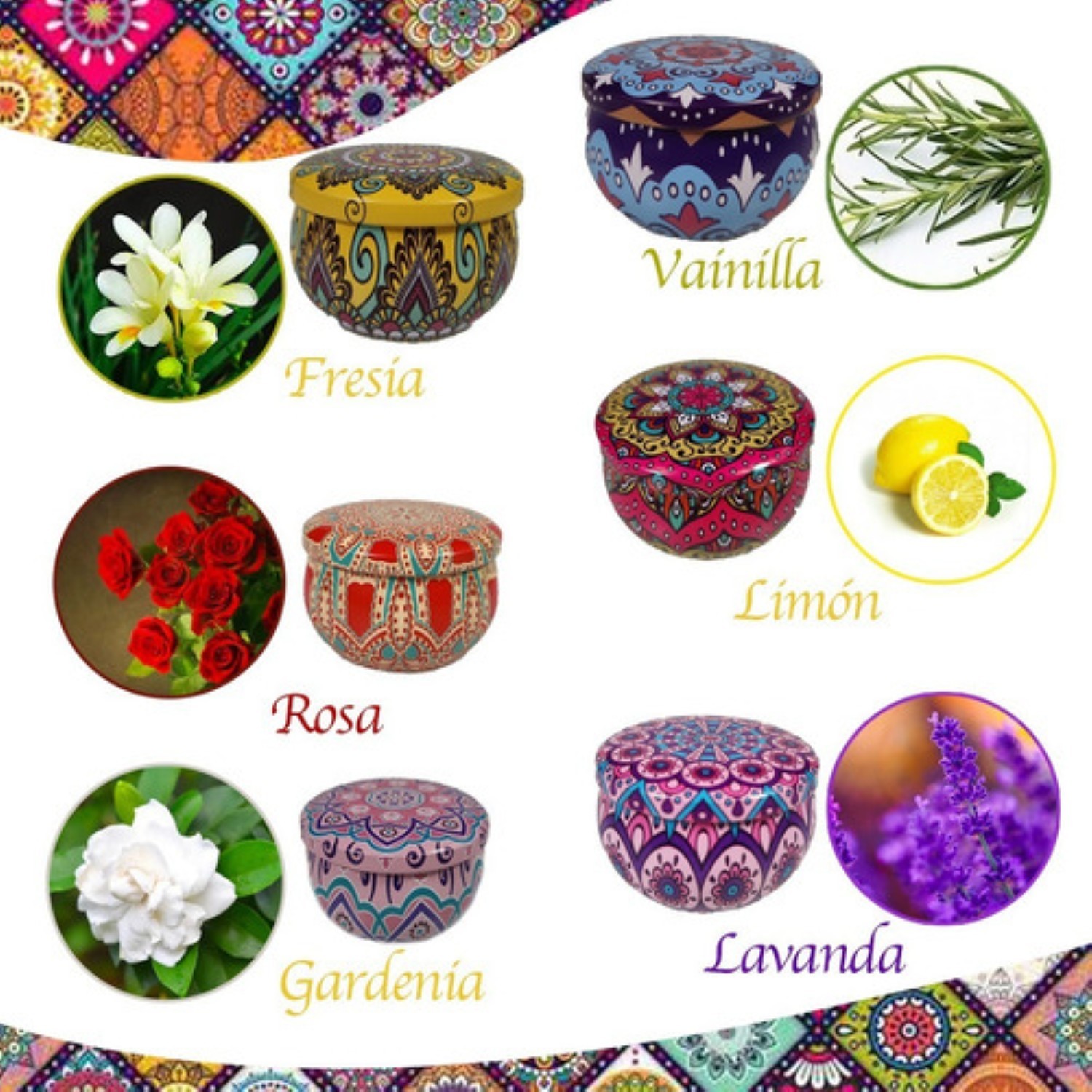 6 Piezas Velas Arom&aacute;ticas De Cera De Soja Para Aromaterapia Azul image number null