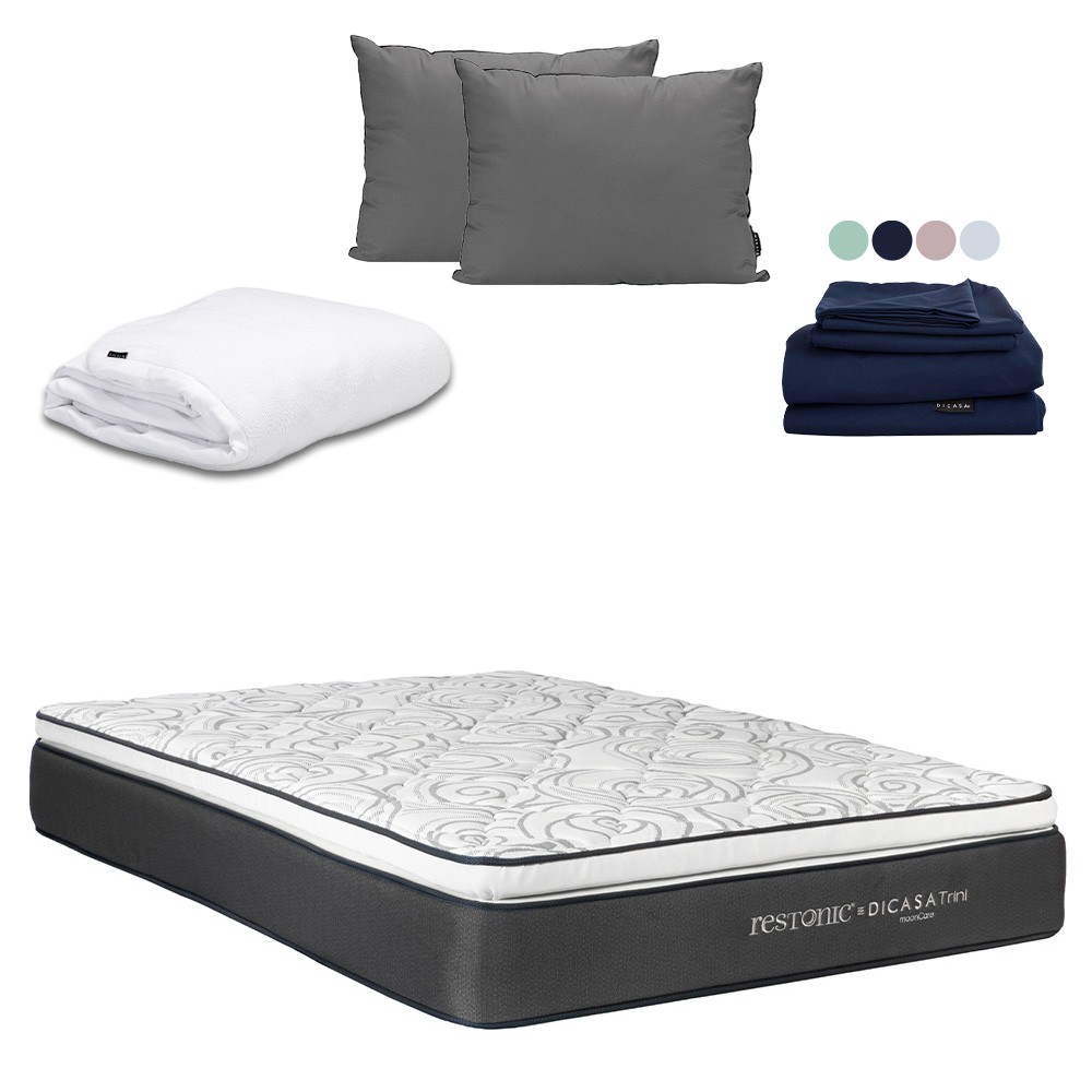 Colch&oacute;n Matrimonial Restonic Trini+Almohada 2Pack+Protector Cloud+S&aacute;banas Softy image number null