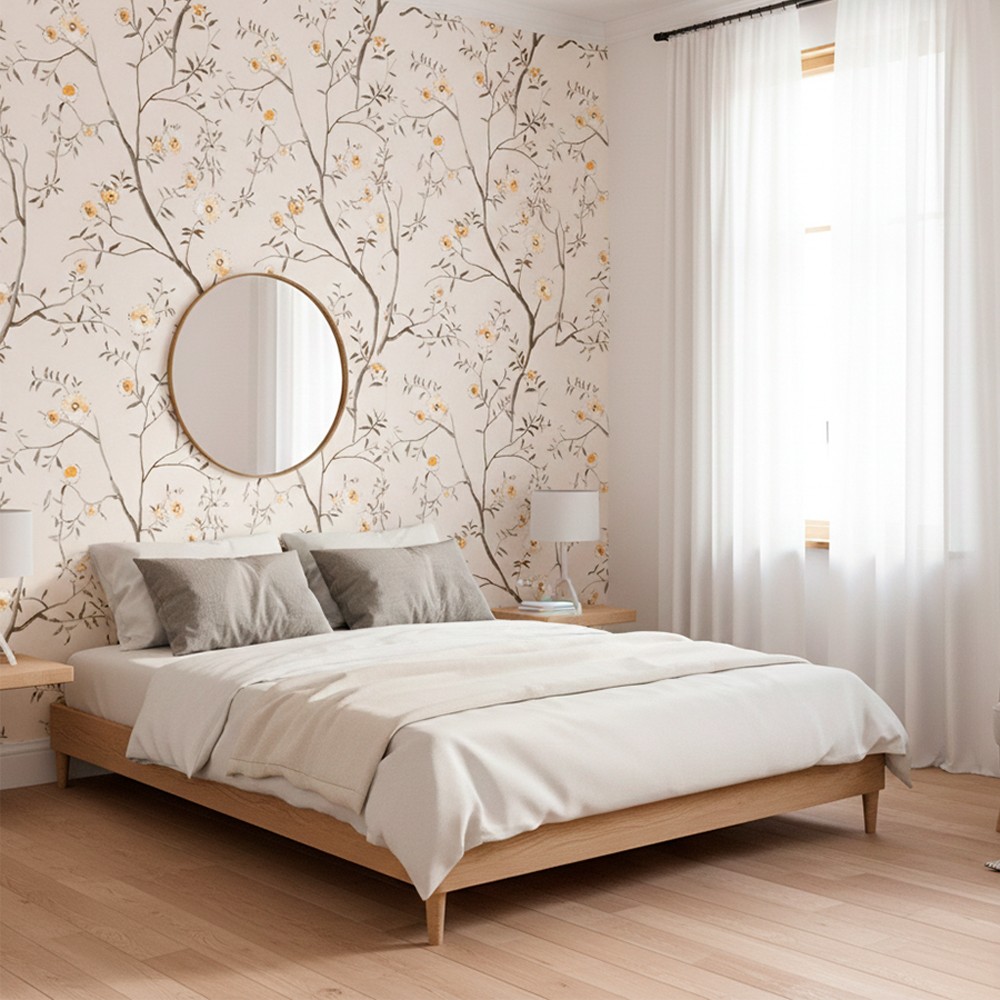 Ilios Innova | Papel Tapiz Decorativo Motivo Floral y Fondo Beige, Rollo de 10m x 1.06m, Renovaci&oacute;n de Paredes y Muebles image number null