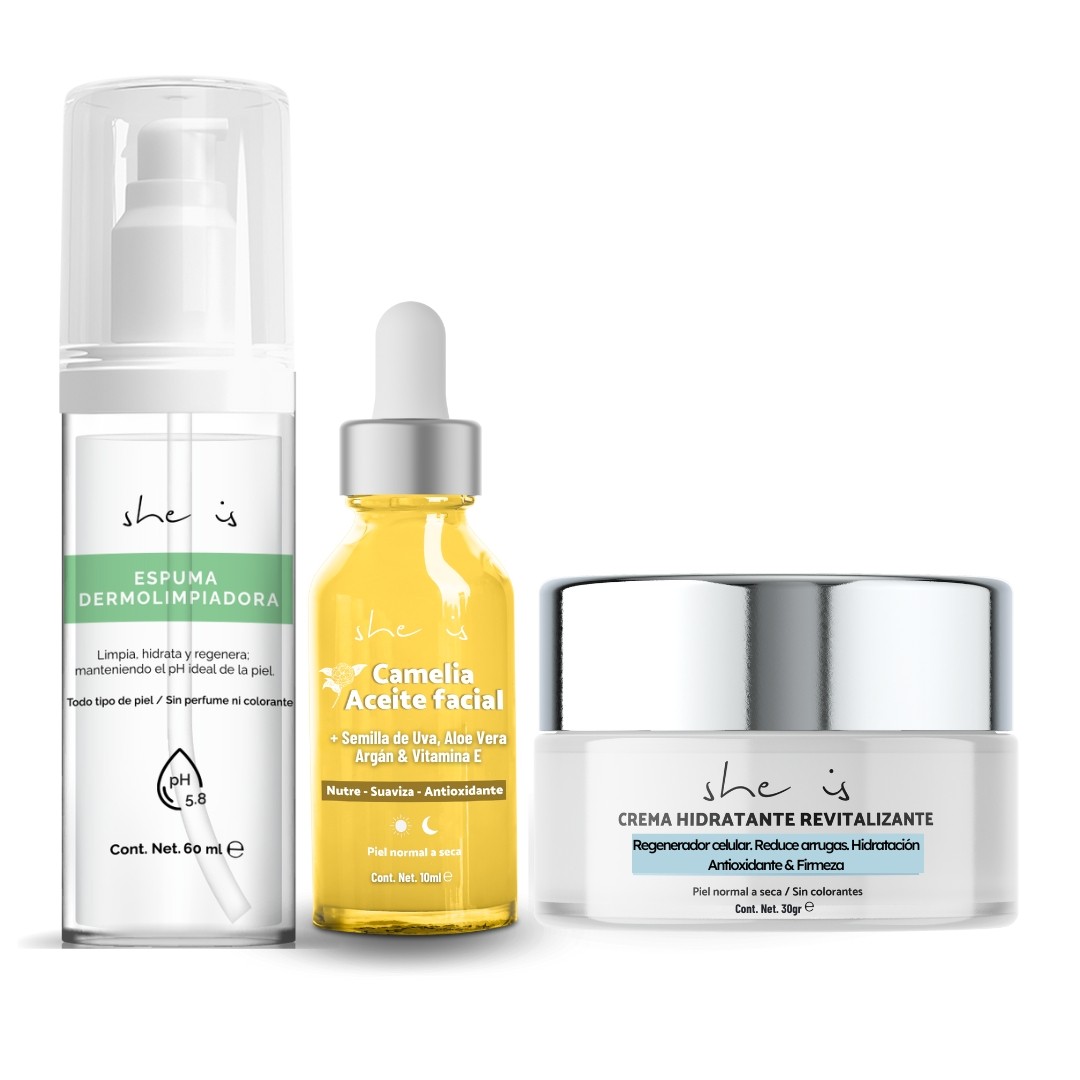 Mini Set Facial Restaurador Piel Seca She is skincare image number null