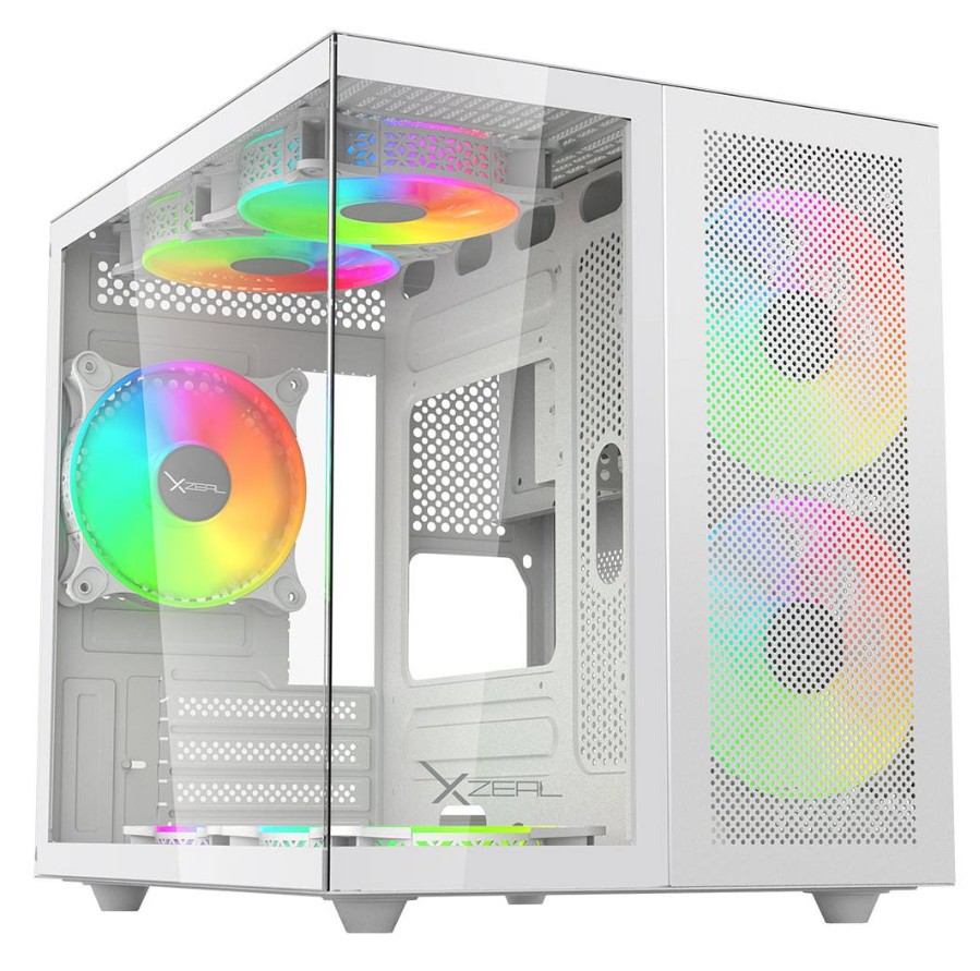 Gabinete Xzeal CXi1, Mini-Tower, Micro-ATX/Mini-ITX, USB 2.0/3.0, sin Fuente, 3 Ventiladores Instalados, Blanco image number null