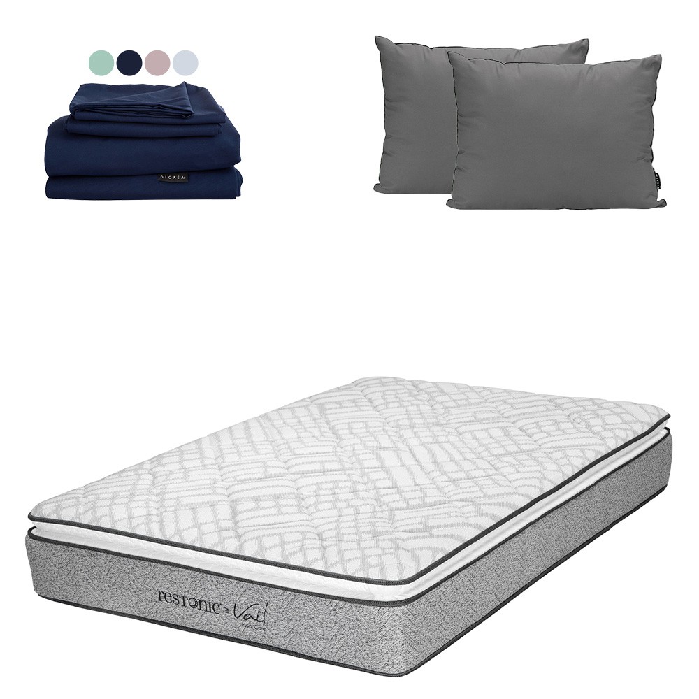 Colch&oacute;n Matrimonial Restonic Vail+Almohada 2Pack+S&aacute;banas Softy image number null