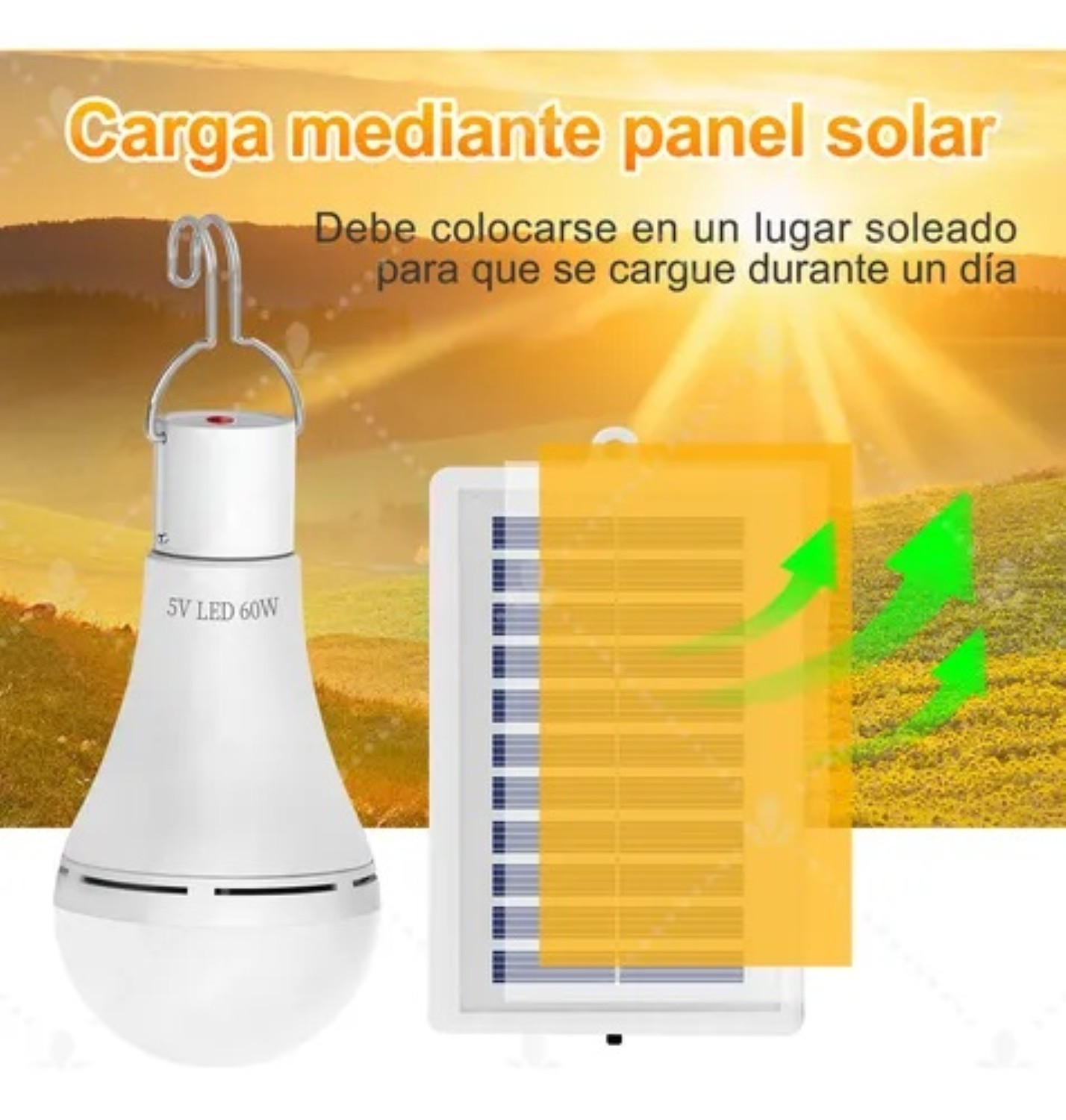 Luz De Emergencia Usb Solar Recargable Y Extra&iacute;ble 60w 2 Pzs Blanco image number null