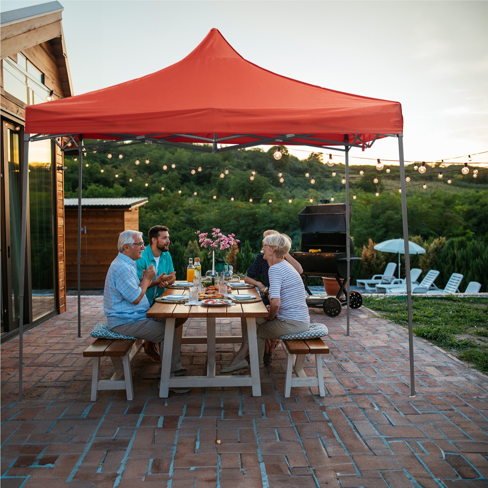 Carpa Toldo Plegable 3x3 Impermeable Retractil Jardin Onof Rojo image number null