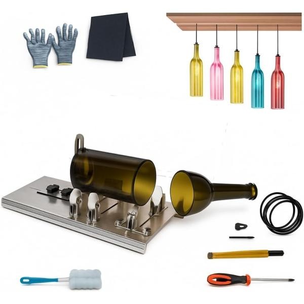 Cortador De Botellas De Vidrio Profesional Con Hoja Ajustable Y Kit Completo Bluelander image number null