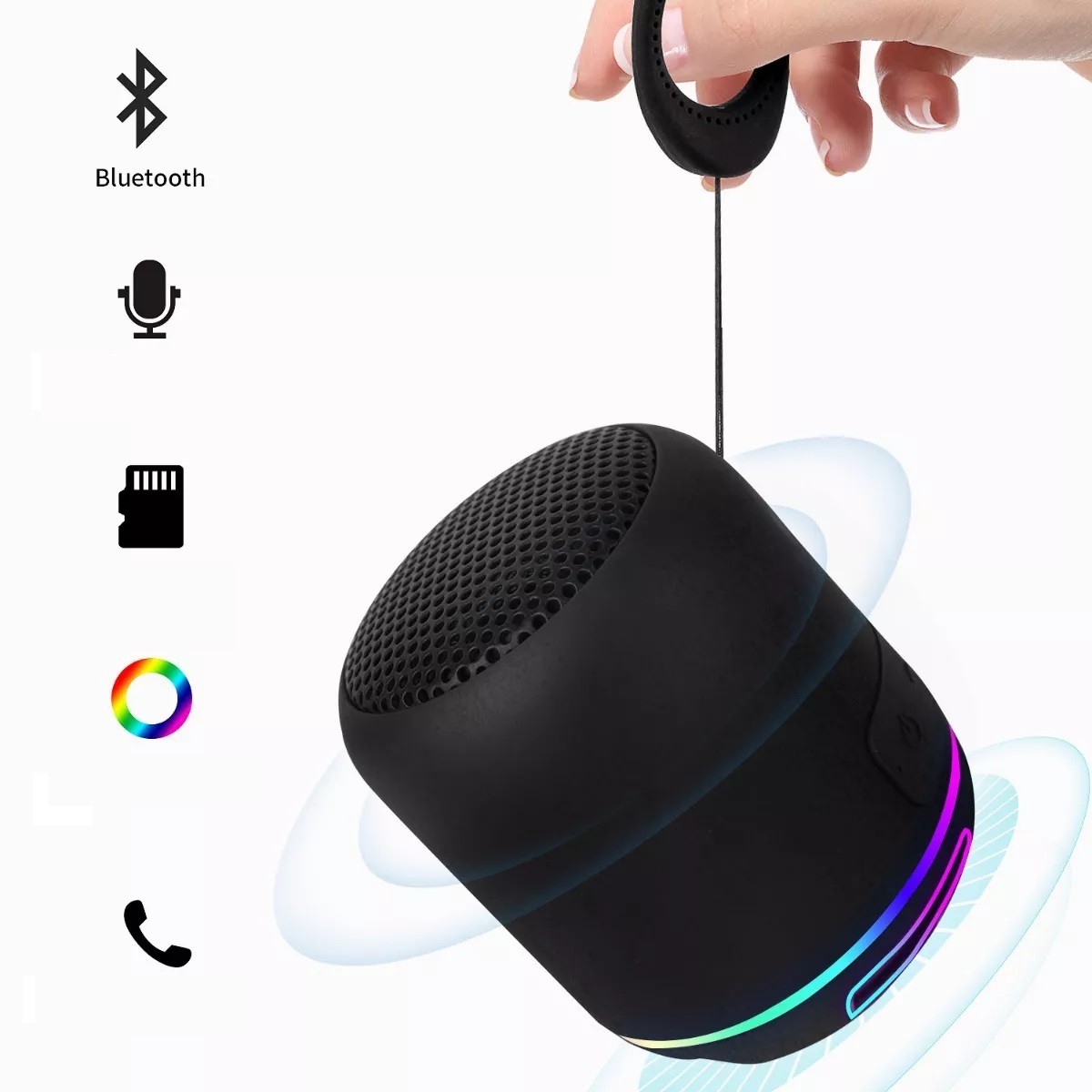 Bocina Port&aacute;til Con Bluetooth Mini Bocina Radio Y Luz Led negro. image number null