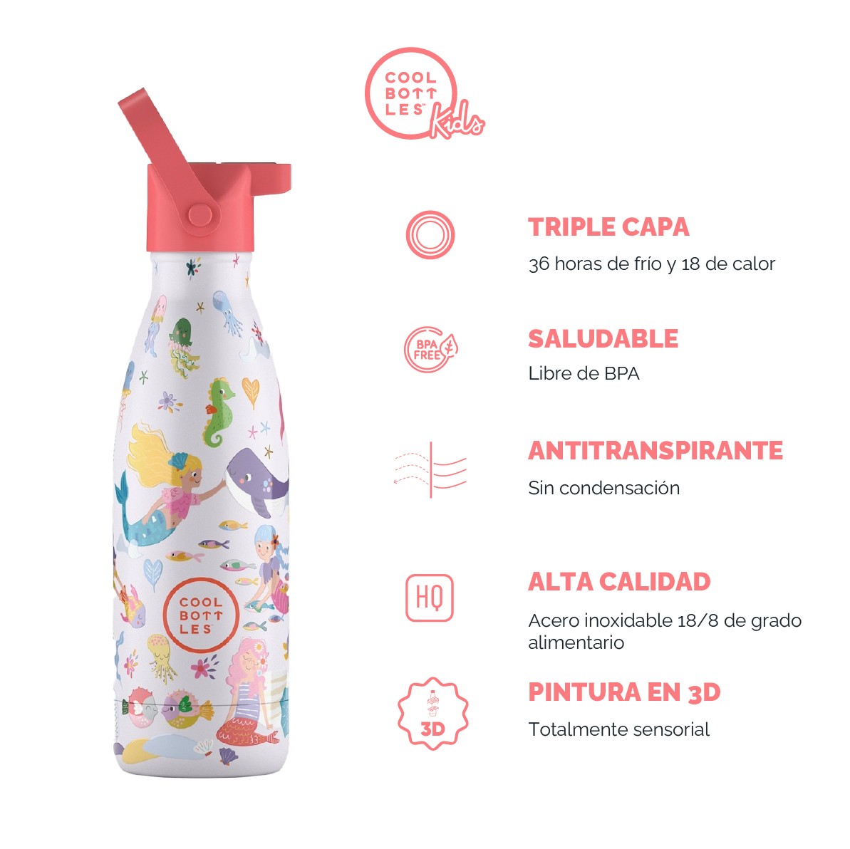 Cool Bottles Botella Termo Infantil Sweet Mermaids 350ml image number null