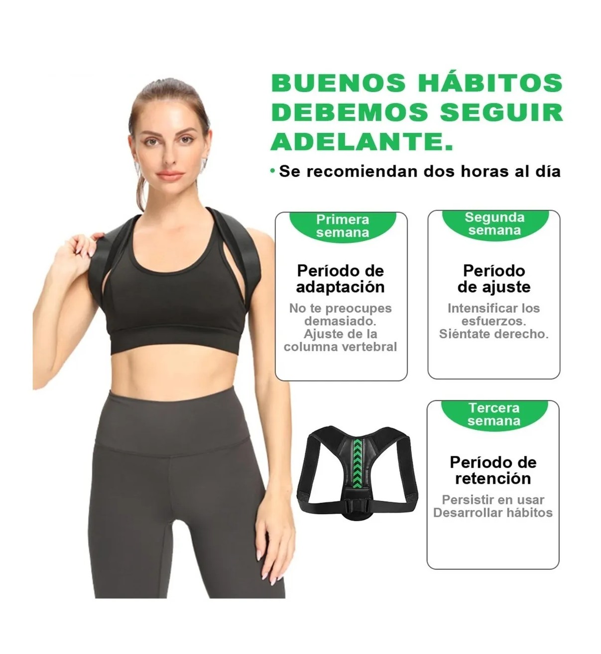 Corrector Postura Espalda Para Hombre Y Mujer Ajustable Faja S Negro Malubero image number null
