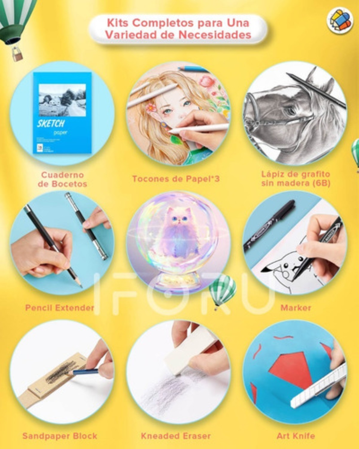 Set De Arte Profesional 145 L&aacute;pices Colores Dibujo Kit image number null