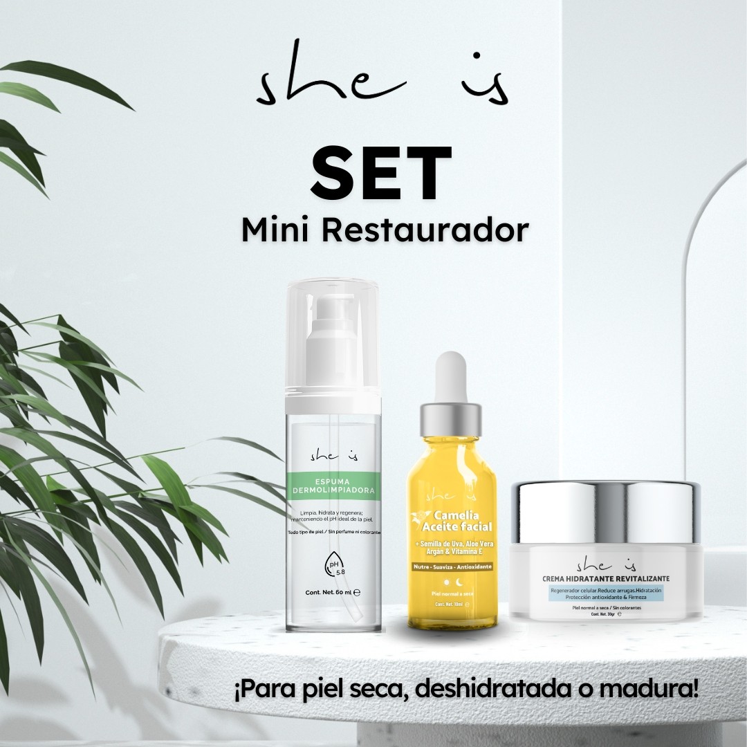 Mini Set Facial Restaurador Piel Seca She is skincare image number null