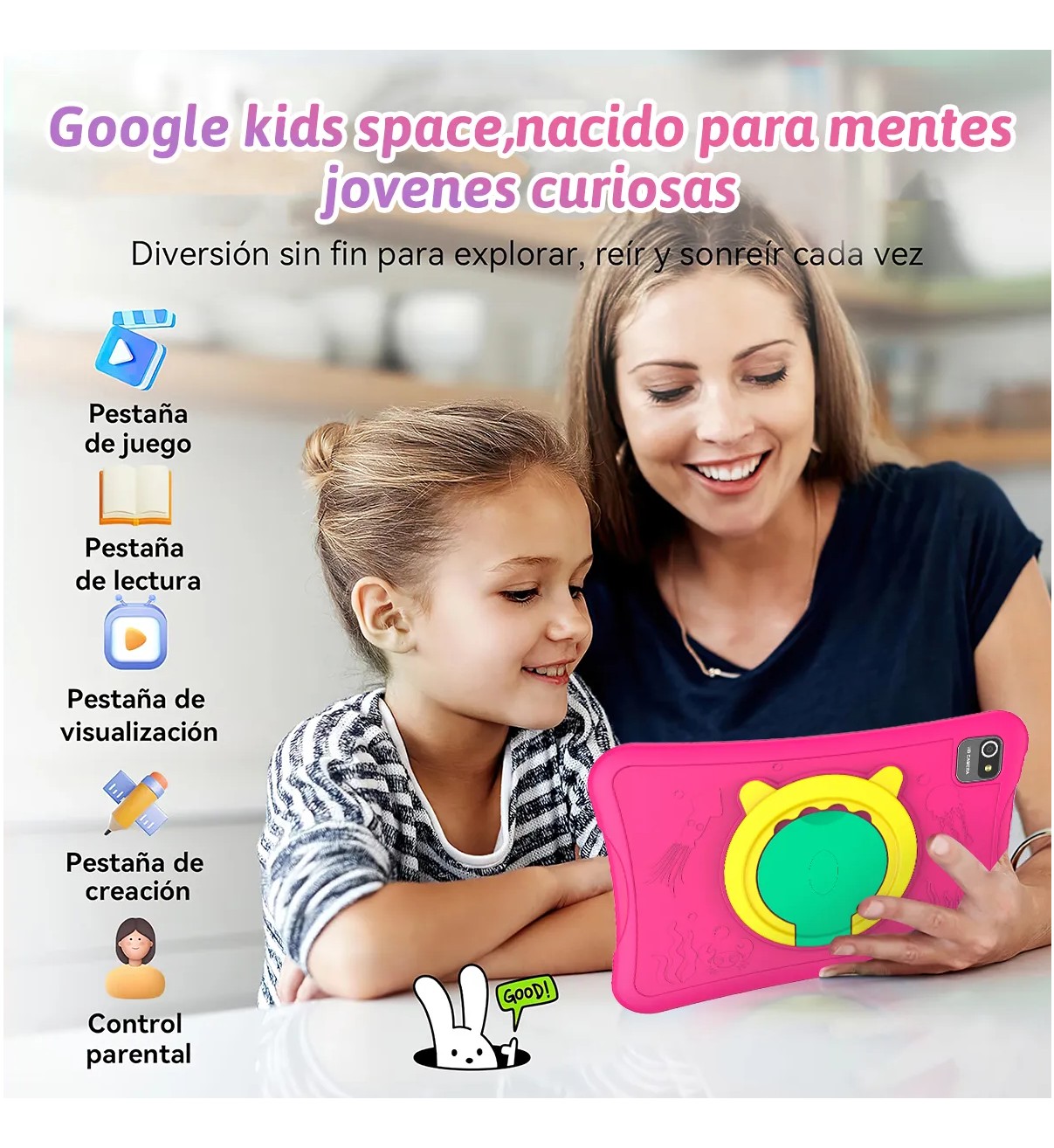 Tablet Con Funda Pad 10'' Android 64gb+4gb Memoria Ram Rosa Malubero image number null