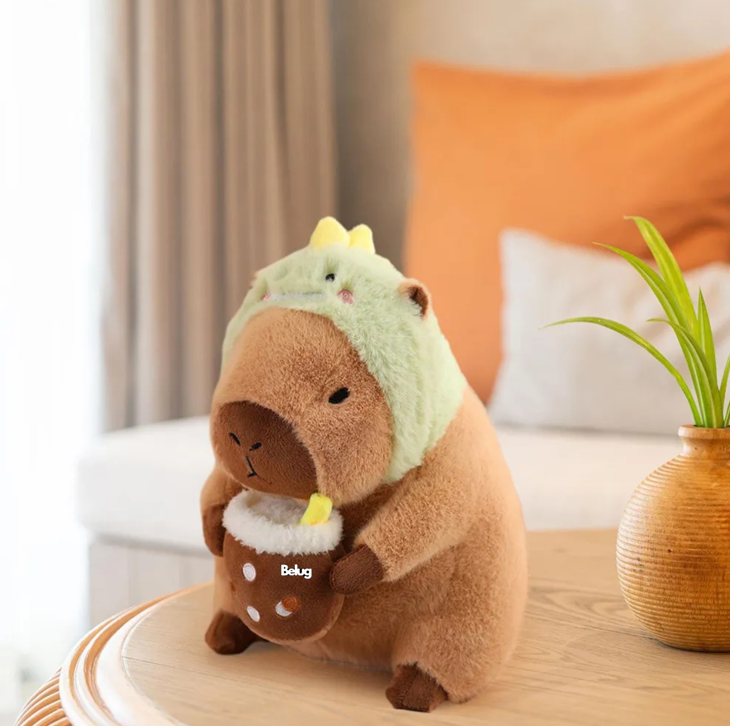 Peluche De Capibara Dinosaurio Cafe Verde image number null