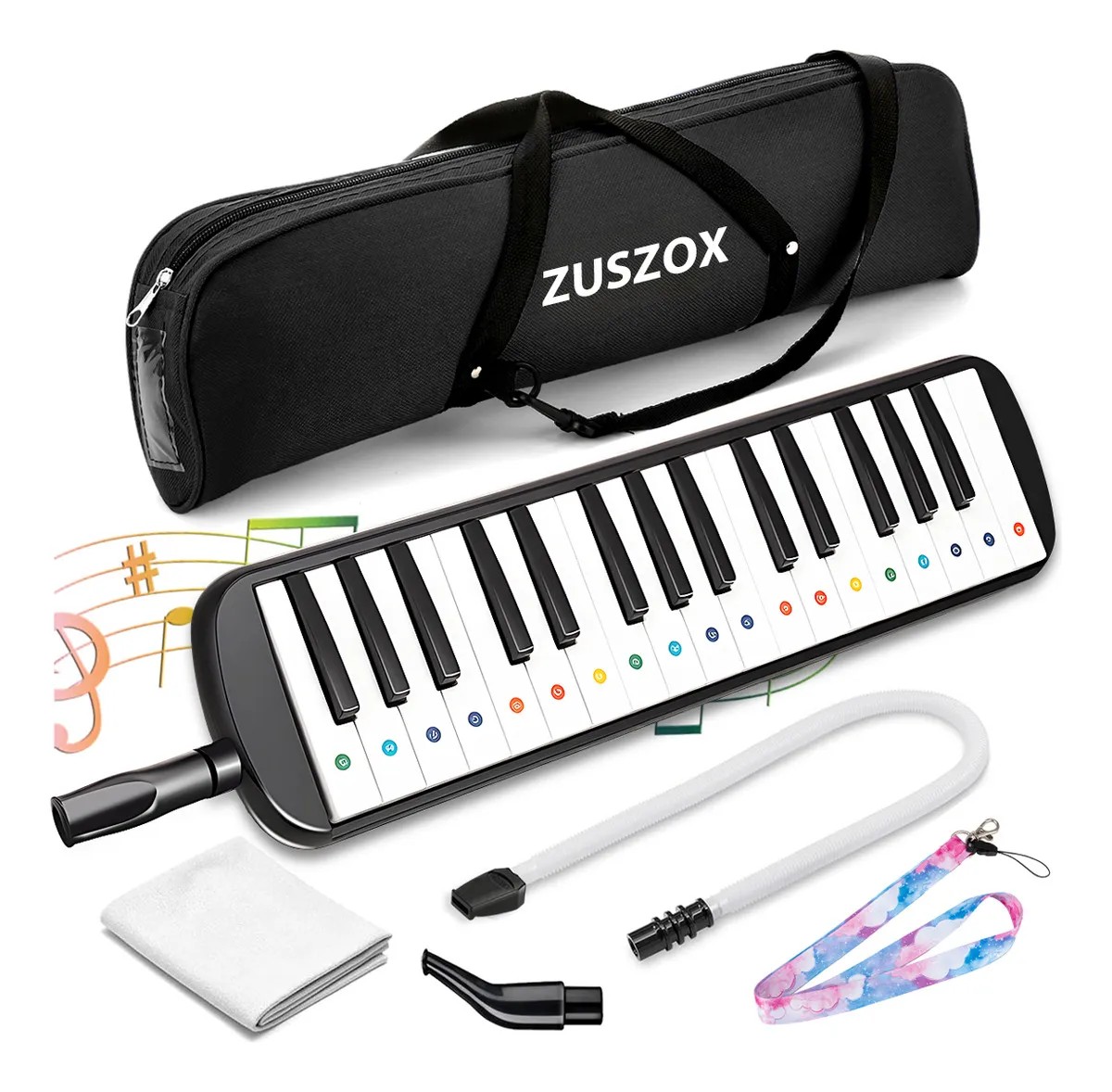 Melodica Portatil 32 Teclas Teclado Piano para Ni&ntilde;os Peque&ntilde;os con Boquilla y Estuche Color Negro image number null