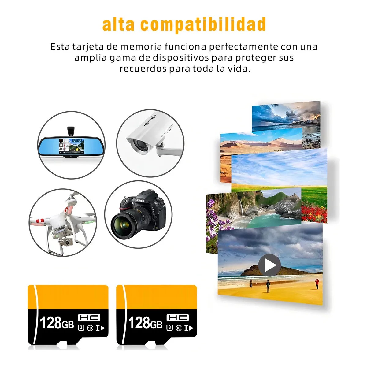 Par Tarjetas 128GB 80MB/s para Video 4K C&aacute;maras image number null