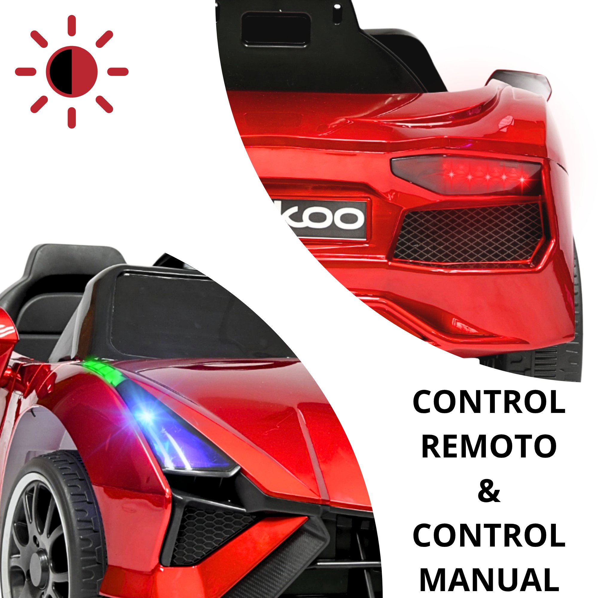 Montable Electrico para Ni&ntilde;os Carro Deportivo Bluetooth Luz Led Control Remoto 12v - Rojo image number null