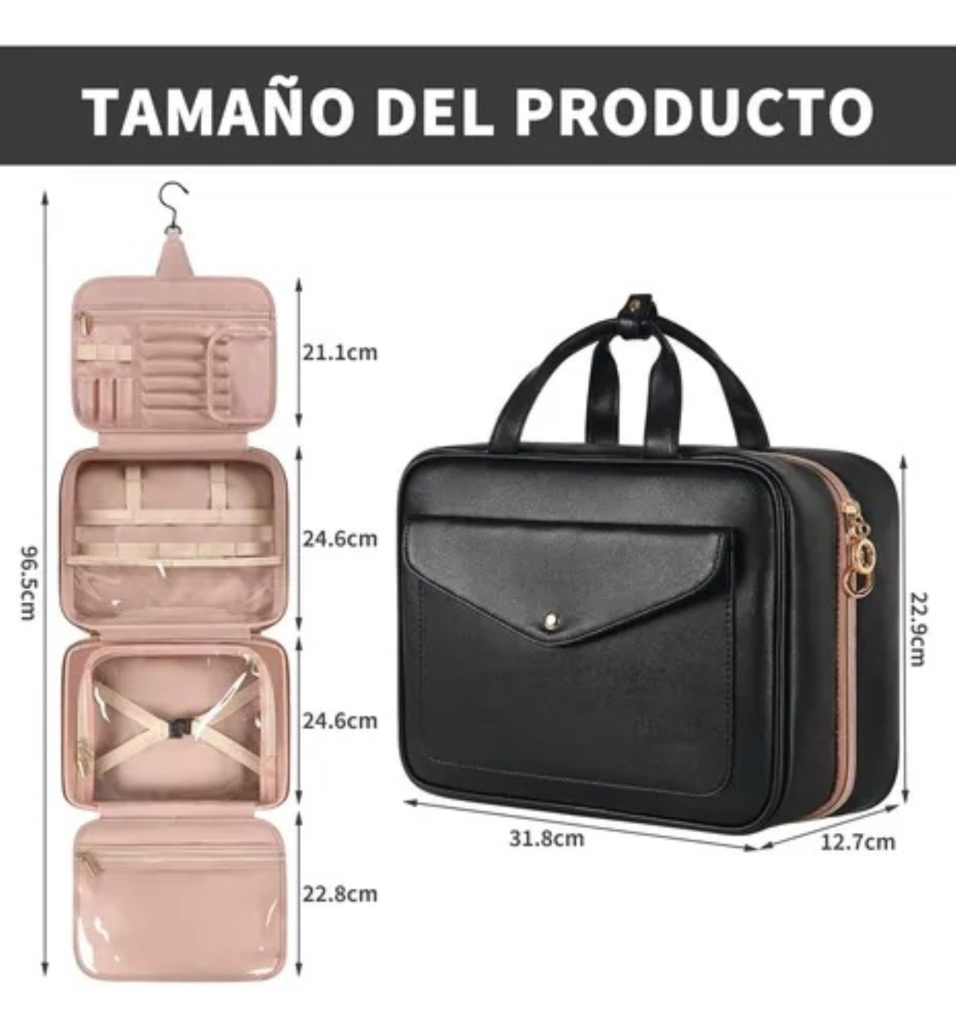 Neceser Cosmetiquera Profesional Caja De Viaje Mujer 4 En 1 Negro image number null