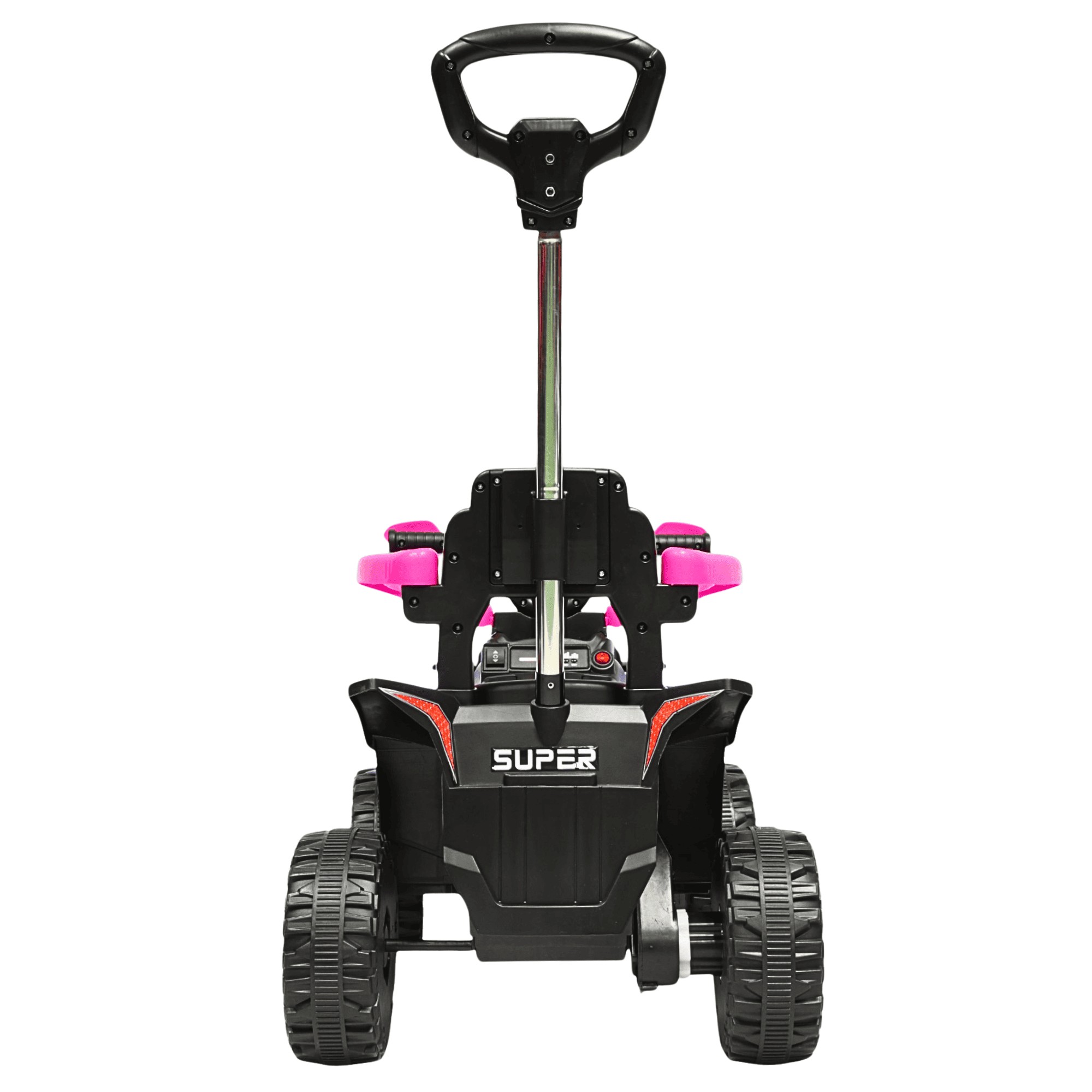 Montable Electrico para Ni&ntilde;os H&iacute;brido con Bast&oacute;n Dirigible Pedal Acelerador Barras de Seguridad Luces Bater&iacute;a 6v - Rosa image number null