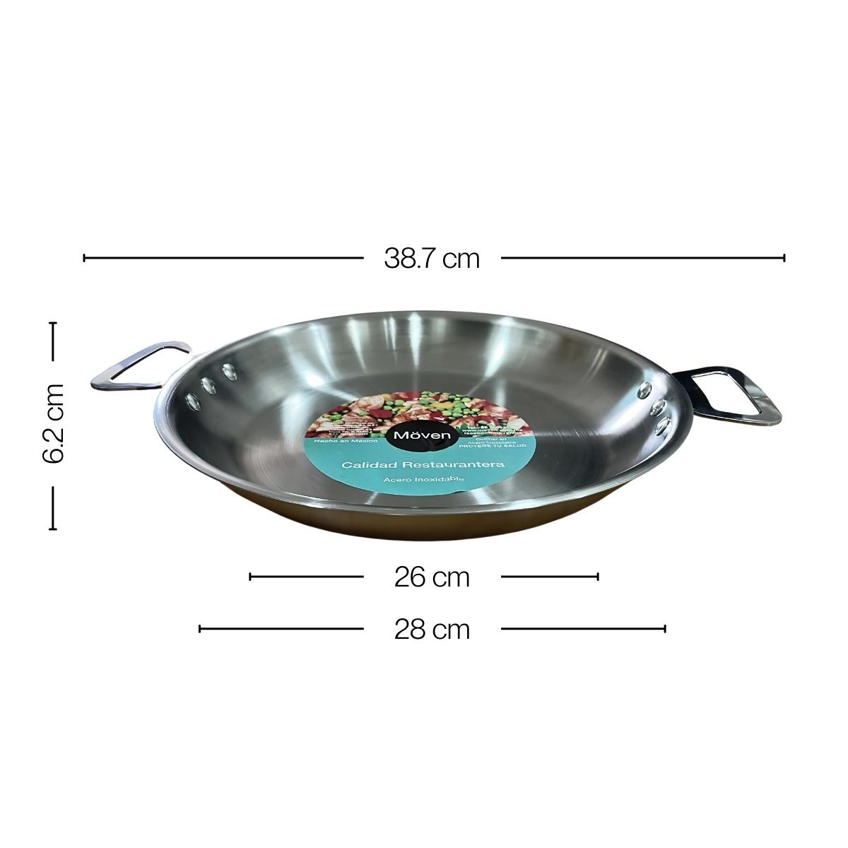 Paellera de Acero Inoxidable M&ouml;ven 26 cm &ndash; Profesional, Resistente y de Alta Durabilidad image number null