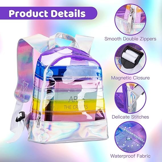 A Mochila Peque&ntilde;a Transparente Multicolor Para Ni&ntilde;as. image number null