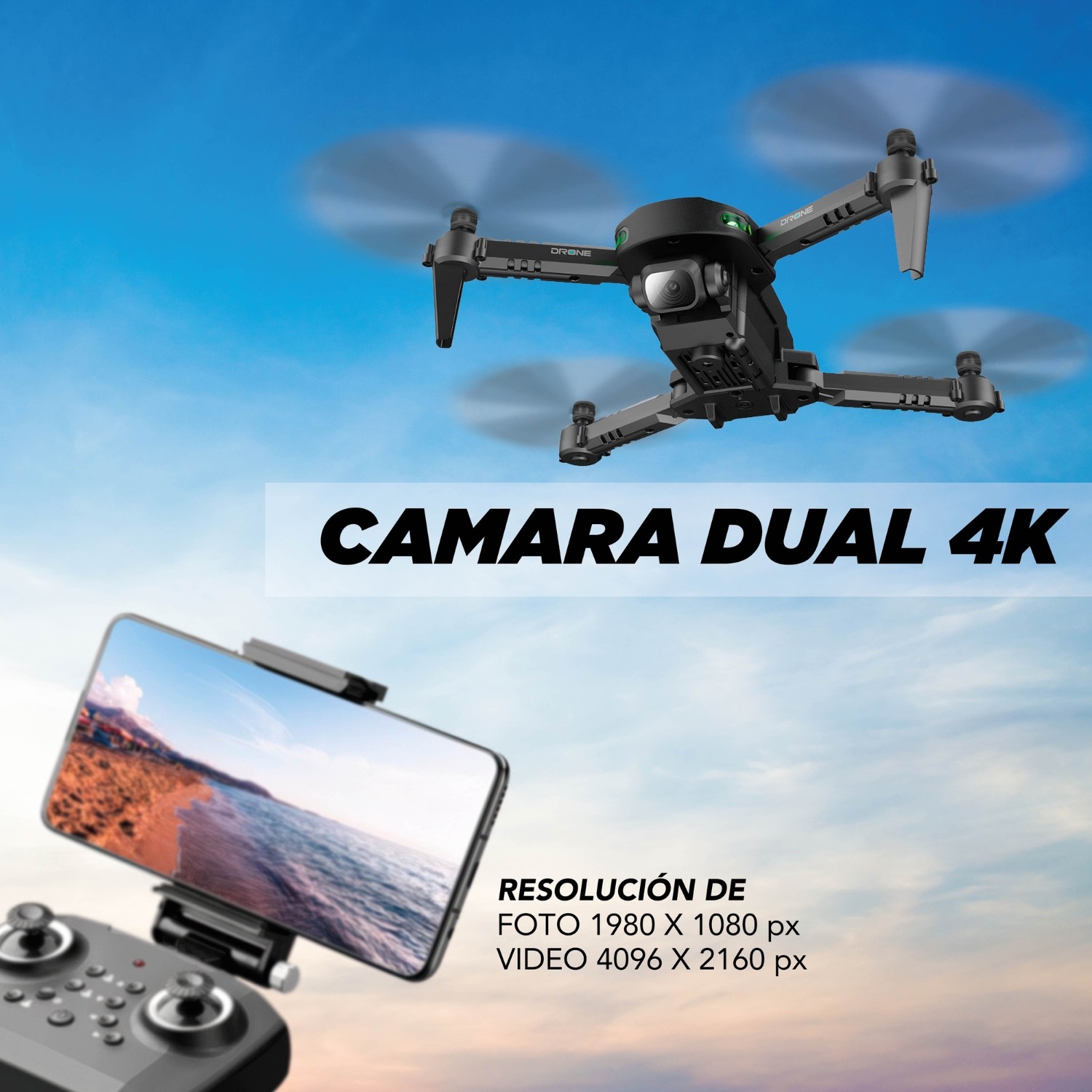 Mini Drone Binden Falcon GD93 con C&aacute;mara 4k, Hasta 10 Minutos de Vuelo image number null