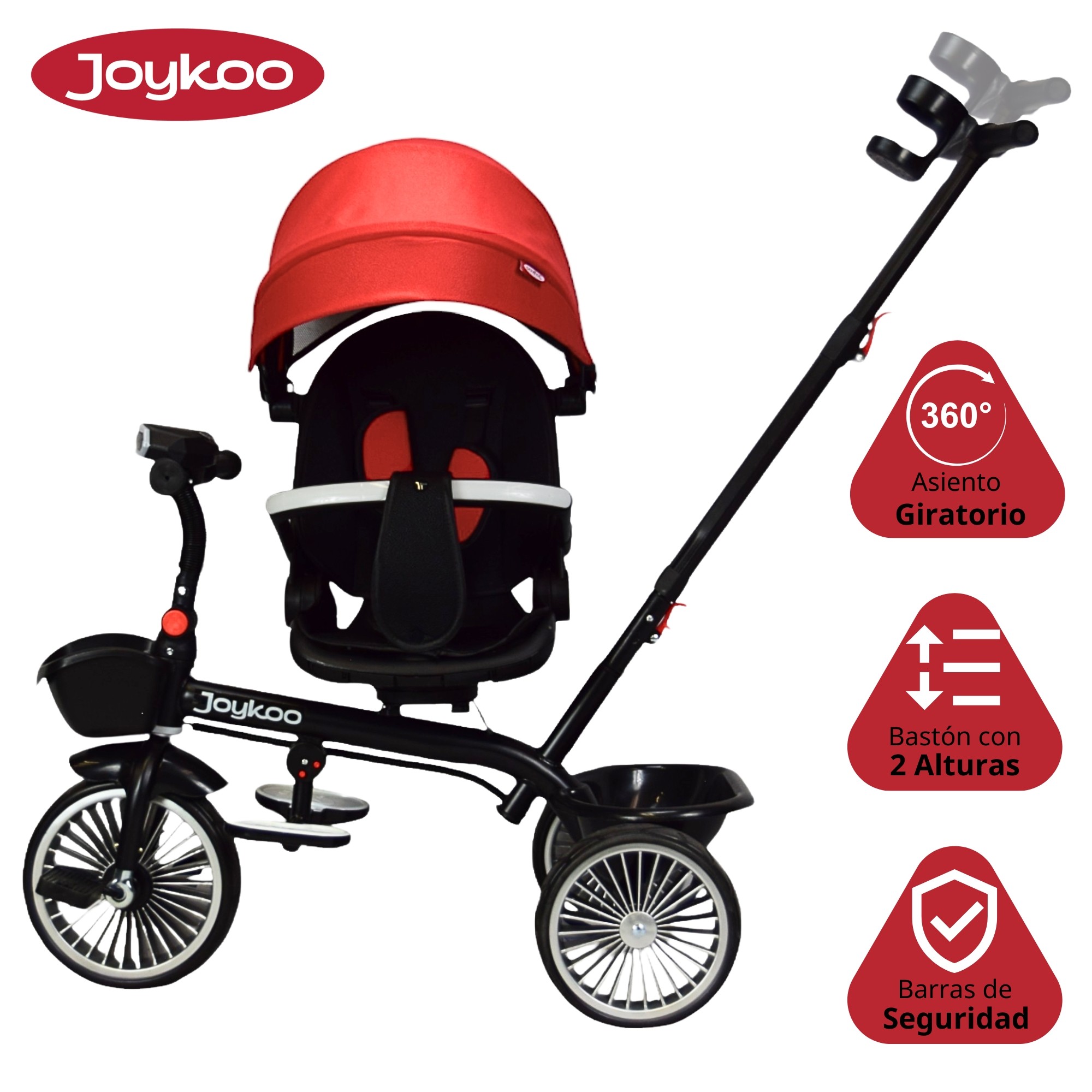 Triciclo para Ni&ntilde;os Asiento Giratorio Reclinable con Luz y Sonido - Rojo image number null