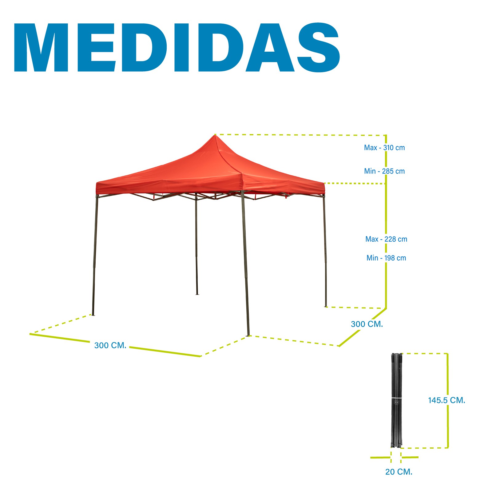 Carpa Toldo Plegable 3x3 Impermeable Retractil Jardin Onof Rojo image number null