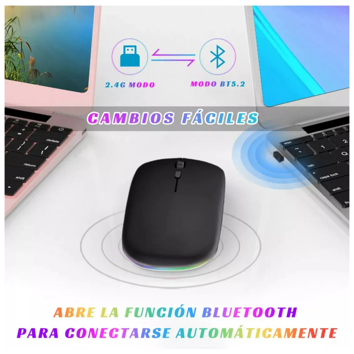 2pzs Rat&oacute;n Silencioso De Oficina Inal&aacute;mbrico Recargable Negro image number null