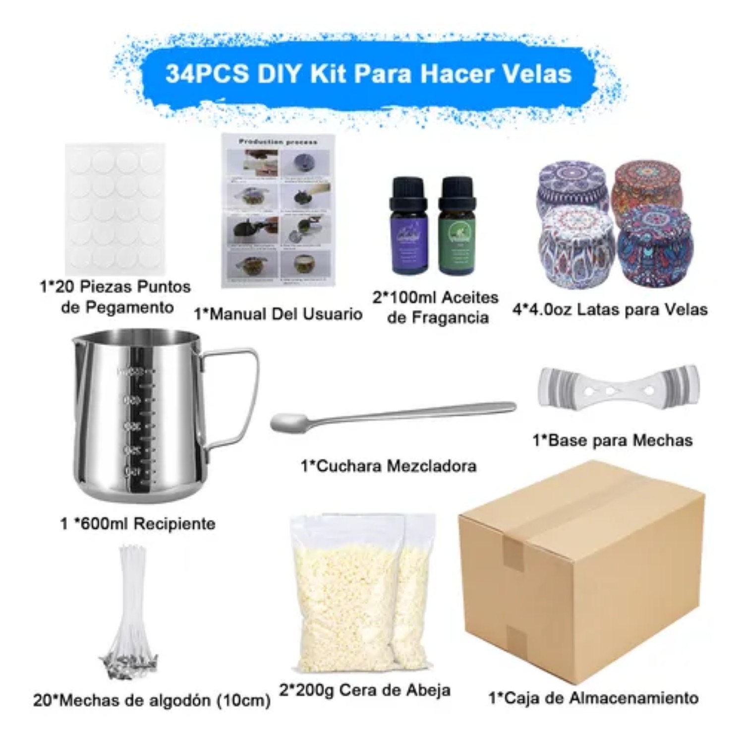 Kit Para Hacer Velas Fabricaci&oacute;n Arom&aacute;ticas Decorativas image number null