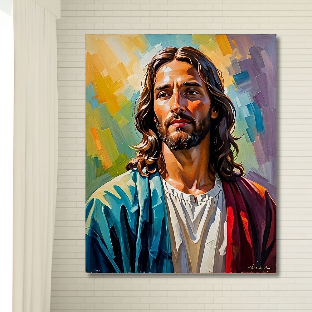 Cuadro Decorativo Religioso 80x122cm Jes&uacute;s Pop Art image number null