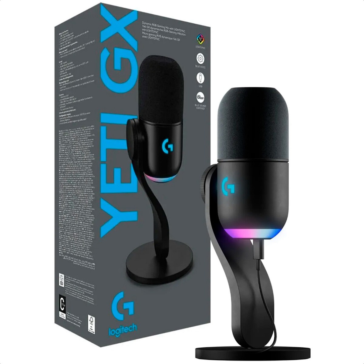 Microfono Logitech YETI GX LIGHTSYNC RGB Premium USB Gamer 988-000508 image number null