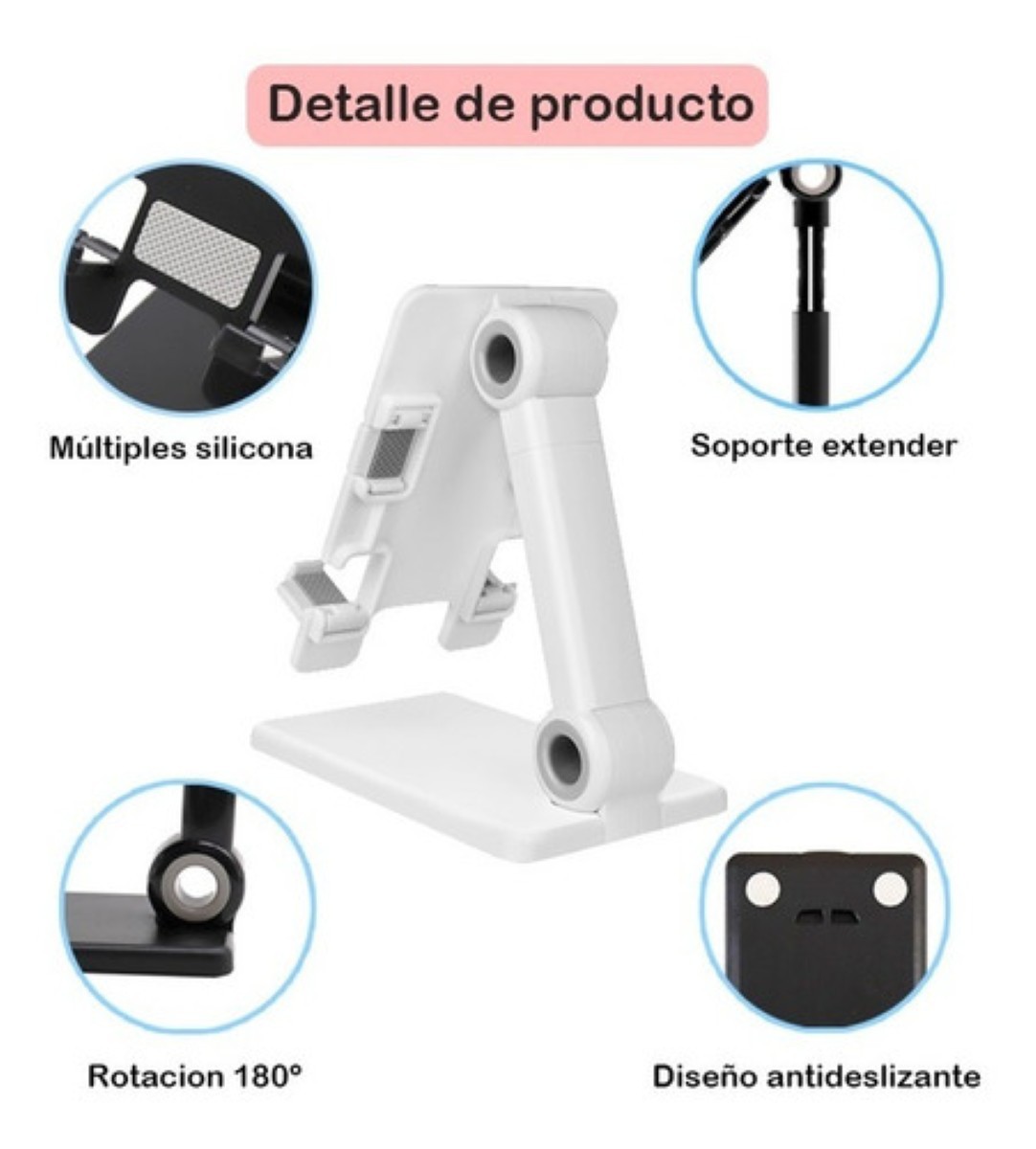 Soporte De Escritorio Para Celular Plegable Y Ajustable Blanco image number null