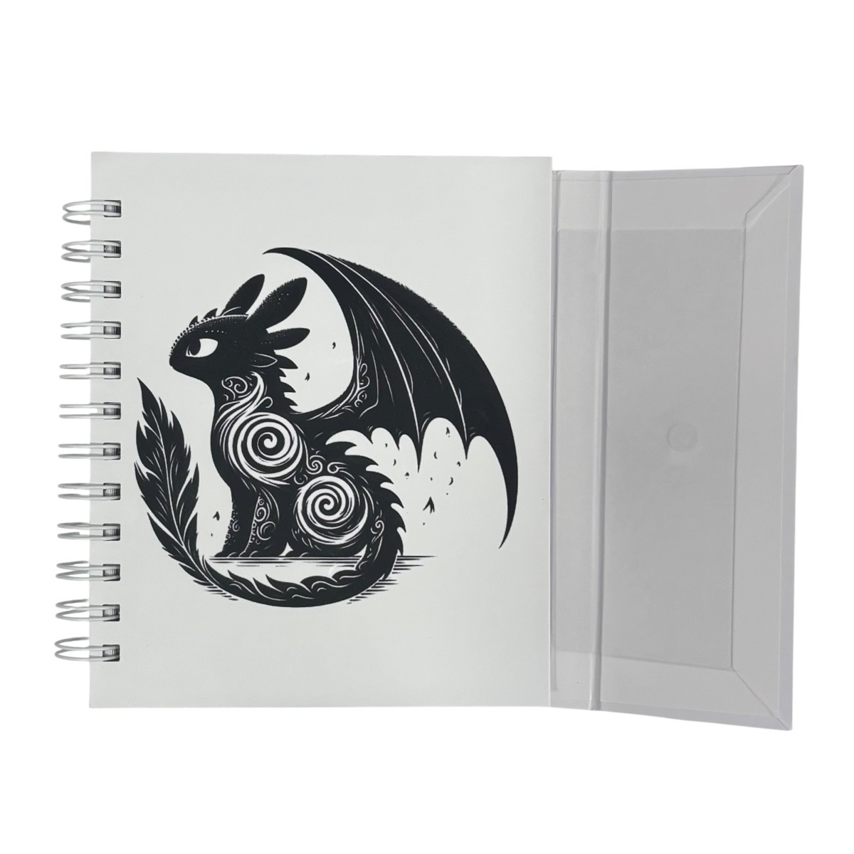Libreta de tapa dura laminado liso con espiral met&aacute;lico en la lateral con solapa protectora, Drag&oacute;n Chimuelo image number null