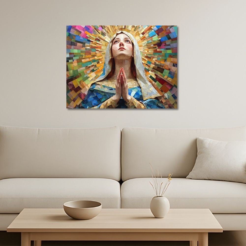 Cuadro Decorativo Religioso 40x60cm V&iacute;rgen Mosaico image number null