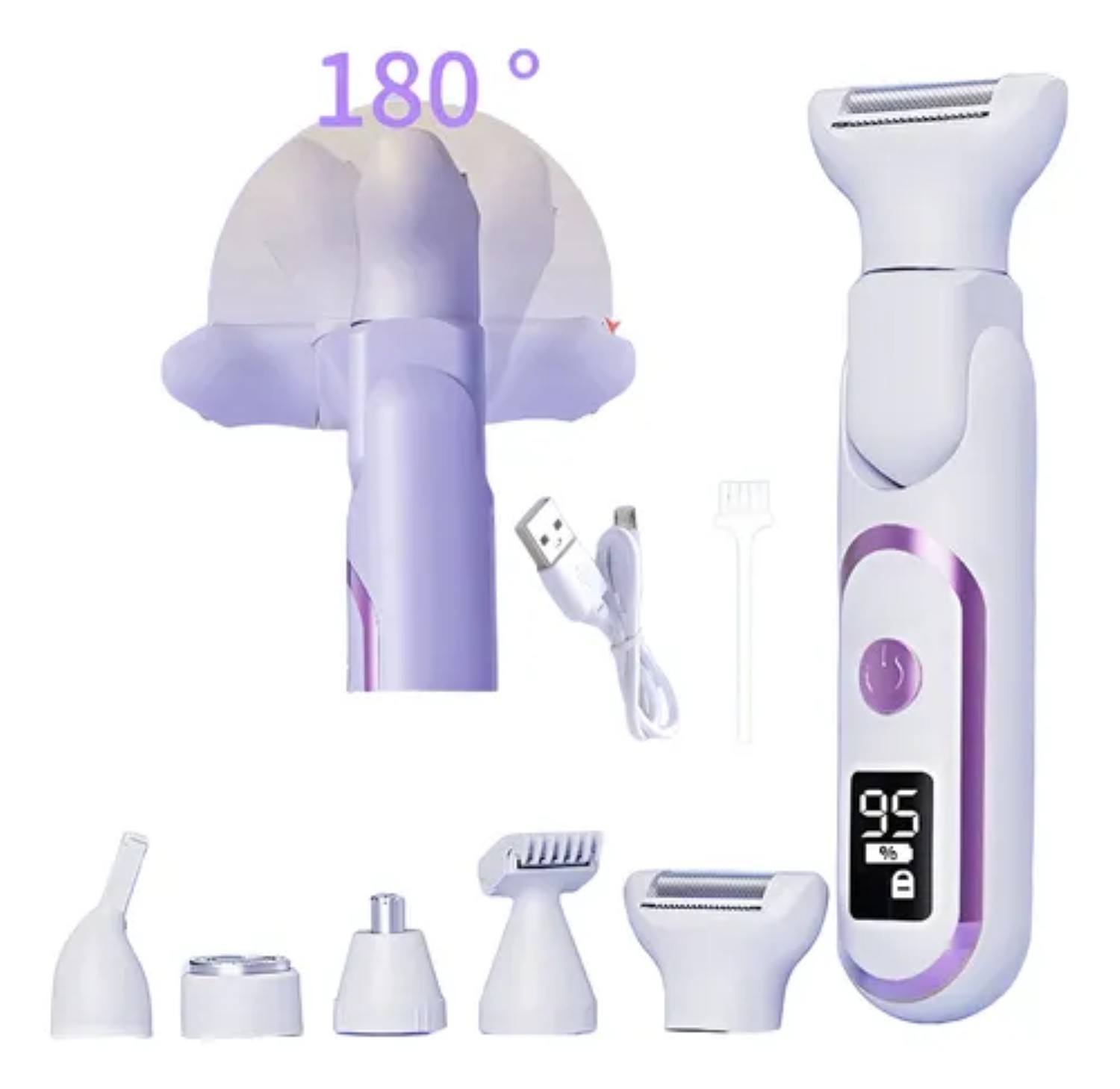 Depiladora El&eacute;ctrica Para Mujer 5 En 1 Blanco Morado image number null