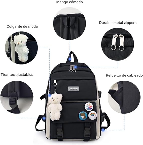 A 5 PCS Mochilas para Ni&ntilde;as, Set Mochilas Incluyen Mochilas, Mochilas para Port&aacute;tiles, Bandolera, Bolsa de papeler&iacute;a, Monedero. image number null