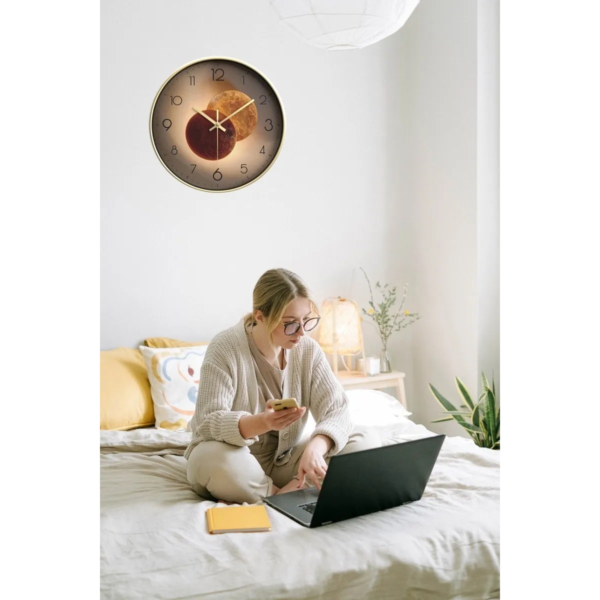 Reloj De Pared Decorativo Moderno Silencioso De 30 Cm Malubero Gradient Brown image number null