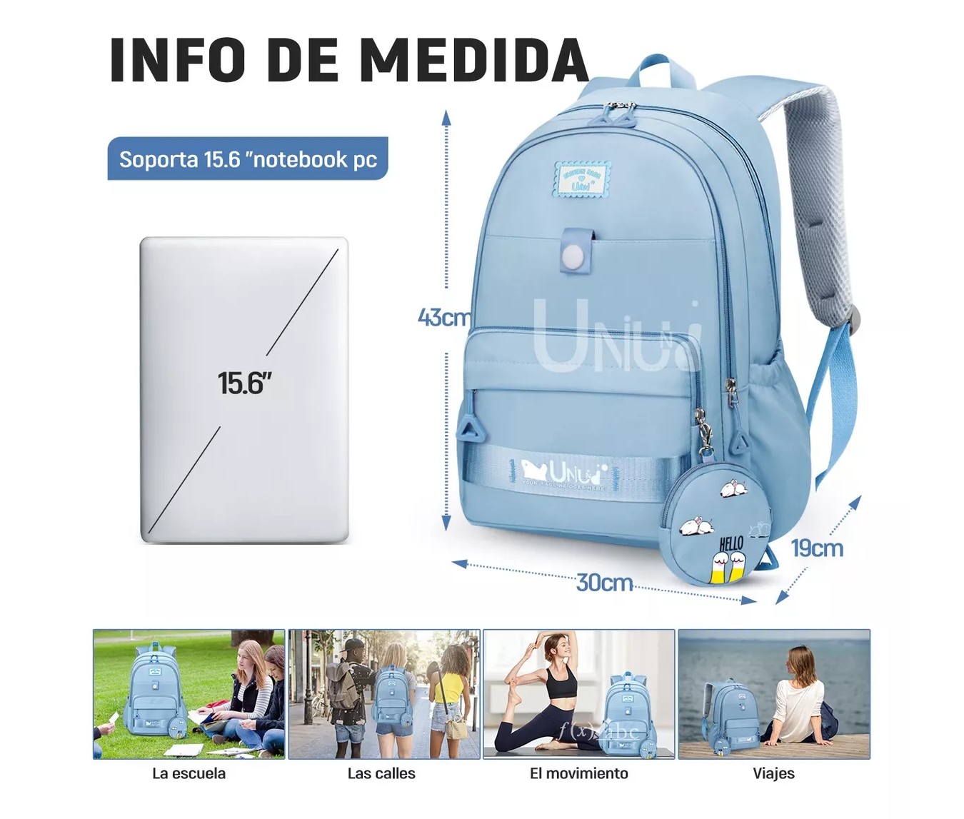 M Mochila Escolar Viaje Bolsa Juvenil De Moda Estilo Coreana Para Laptop Kawaii Impermeable De Moda. image number null