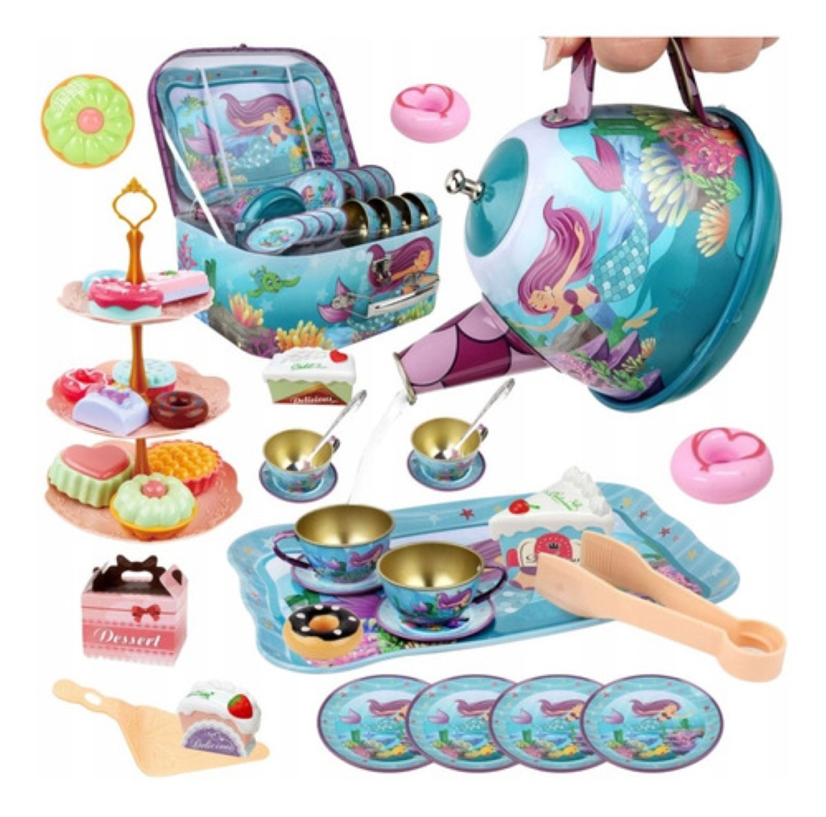 Juguete De Cocina Juego De T&eacute; Tazas Con Postre sirens estuche azul image number null