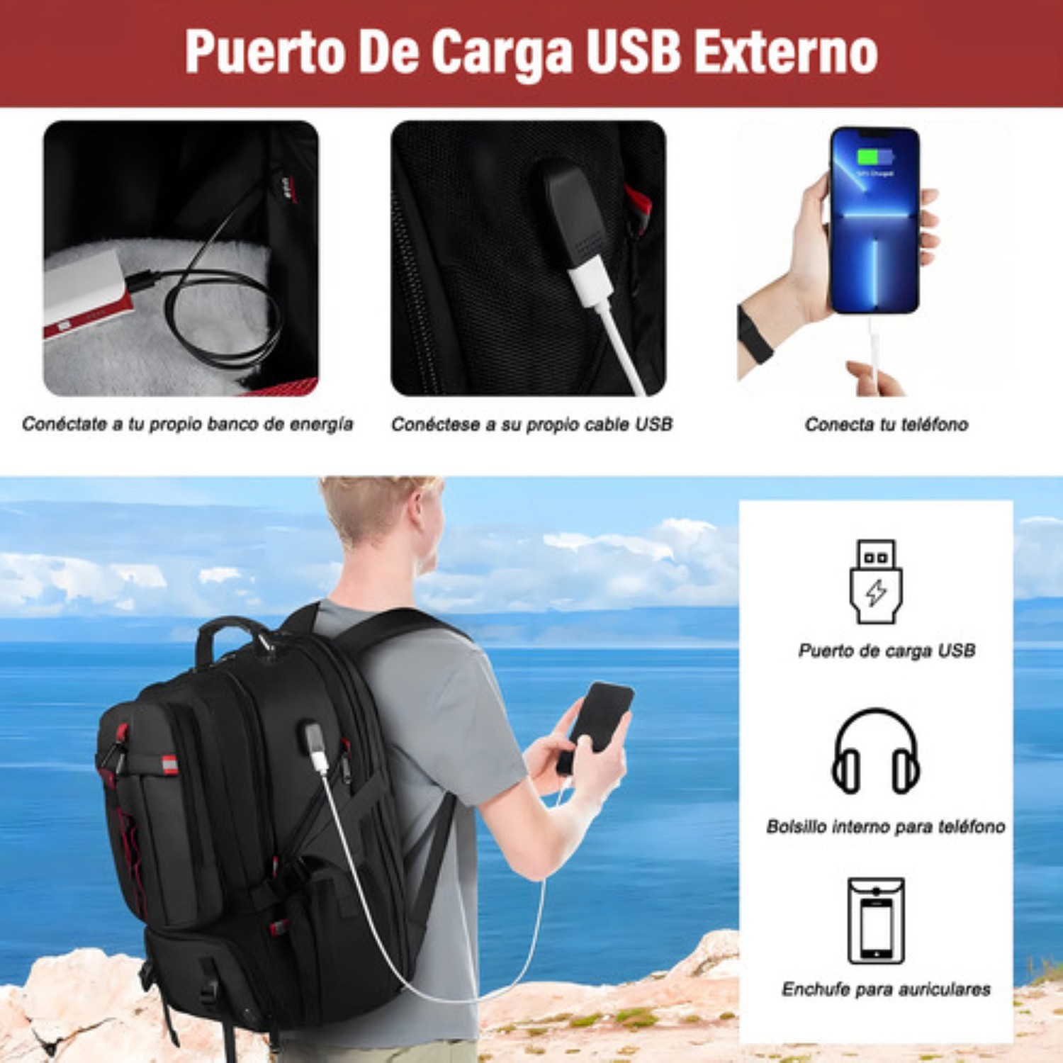 Mochila Gym Con Compartimento Para Zapatos Negro image number null