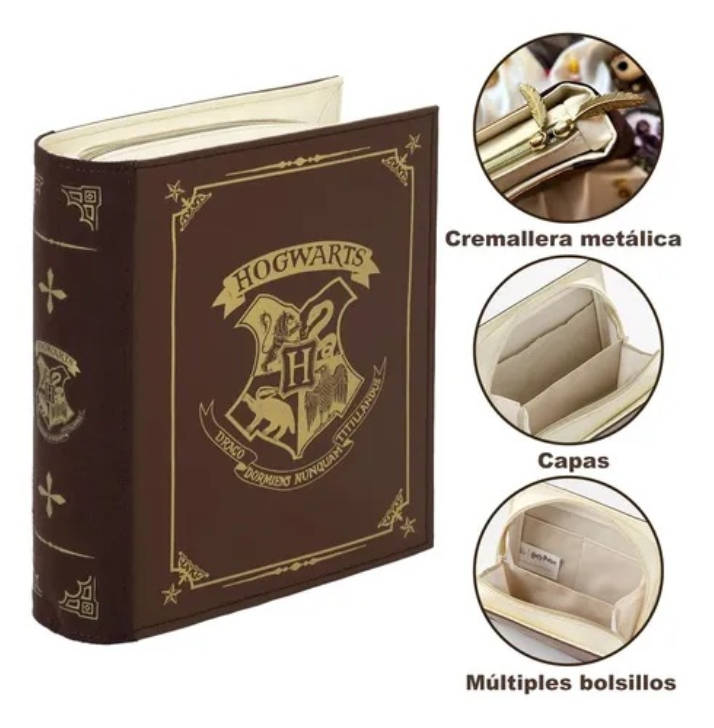 Cosmetiquera Lapicera Harry Potter Para Maquillaje Cafe Oscuro image number null