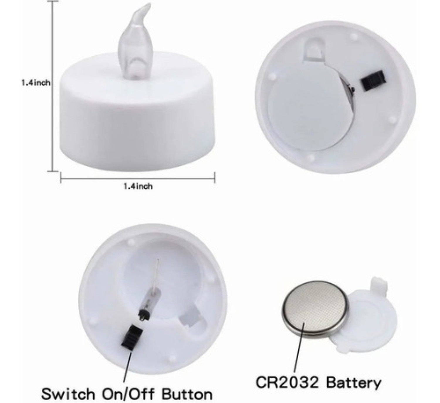 24 Velas Ligeras El&eacute;ctricas De Led Con Efecto Llama Blancas image number null